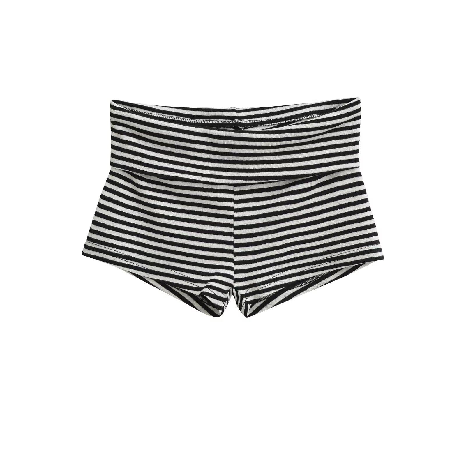 美式包臀条纹低腰短裤女春夏新款高弹百搭外穿翻腰休闲迷你热裤子,淘宝优惠券,粉丝福利购,淘宝优惠卷