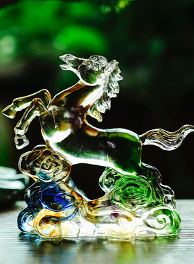 琉璃马到成功家用客厅桌面摆件