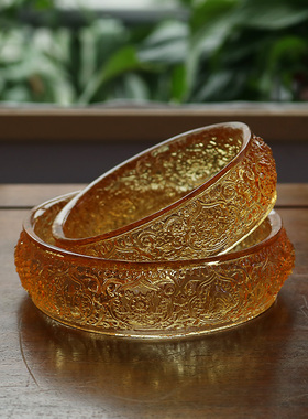 古法琉璃琥珀色曼扎盘