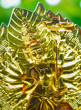 古法琉璃大白伞盖佛母桌面摆件