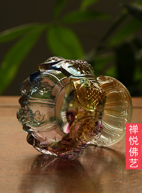 禅悦佛艺古法琉璃莲花吉祥灯座