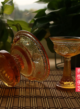 古法琉璃八护法杯密宗法器