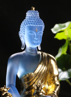 手工古法琉璃密宗药师佛供奉摆件