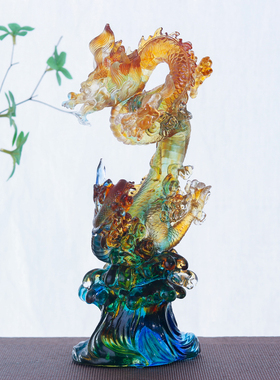 古法琉璃飞龙在天工艺品