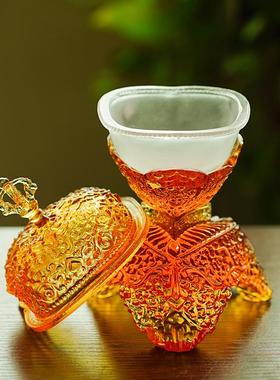 古法琉璃托巴碗藏式护法供杯