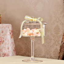 Eurostyle Transparent Glass Cake Pan Candy Jar High Foot Tray Dust Cover Wedding creative home sweet table swing piece