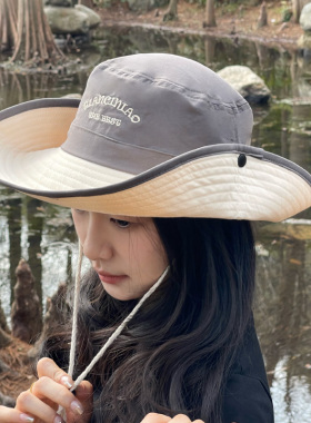 2024新款帽子女夏季户外海边沙滩防晒遮阳帽防紫外线大檐太阳帽潮