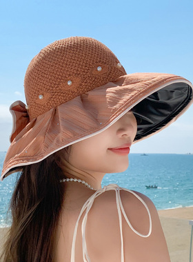 户外黑胶2024新款防晒夏季渔夫帽