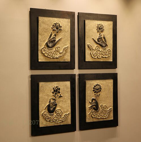 中式复古浮雕挂件壁饰禅意家居装饰画 工艺品招财佛手墙饰华手 - 图3