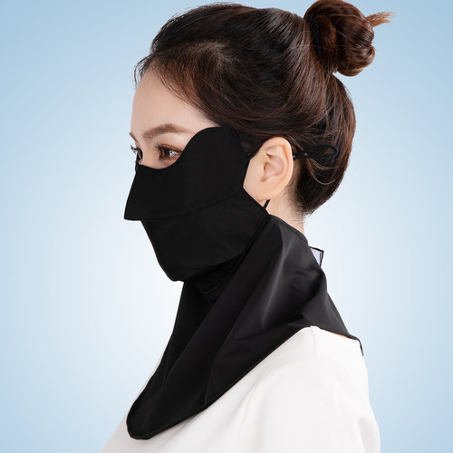 防晒口罩护颈防紫外线薄款女冰丝遮阳脸罩透气夏季男全脸遮脸面罩 - 图1