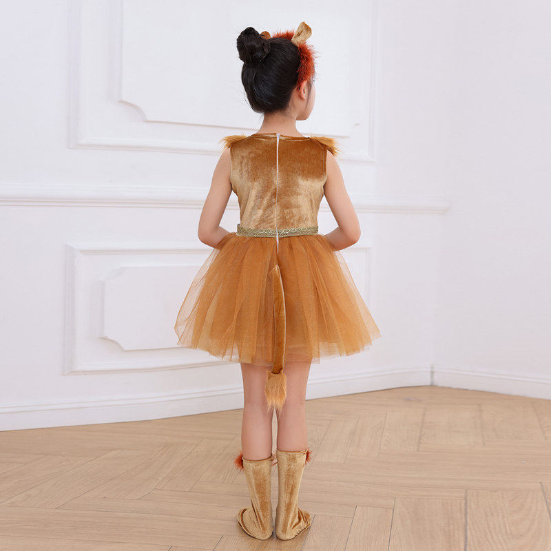 影楼拍照道具女童狮子表演礼服宝宝狮王儿童万圣节服装韩版长裙子,淘宝优惠券,粉丝福利购,淘宝优惠卷