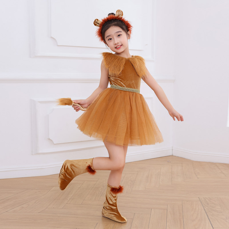 影楼拍照道具女童狮子表演礼服宝宝狮王儿童万圣节服装韩版长裙子,淘宝优惠券,粉丝福利购,淘宝优惠卷