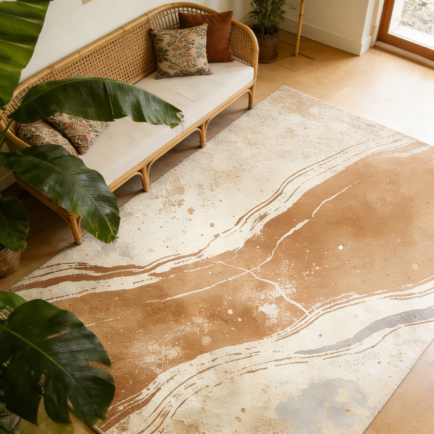 新款中古风客厅地毯仿羊绒侘寂风抽象防滑茶几毯轻奢高级感地垫,淘宝优惠券,粉丝福利购,淘宝优惠卷