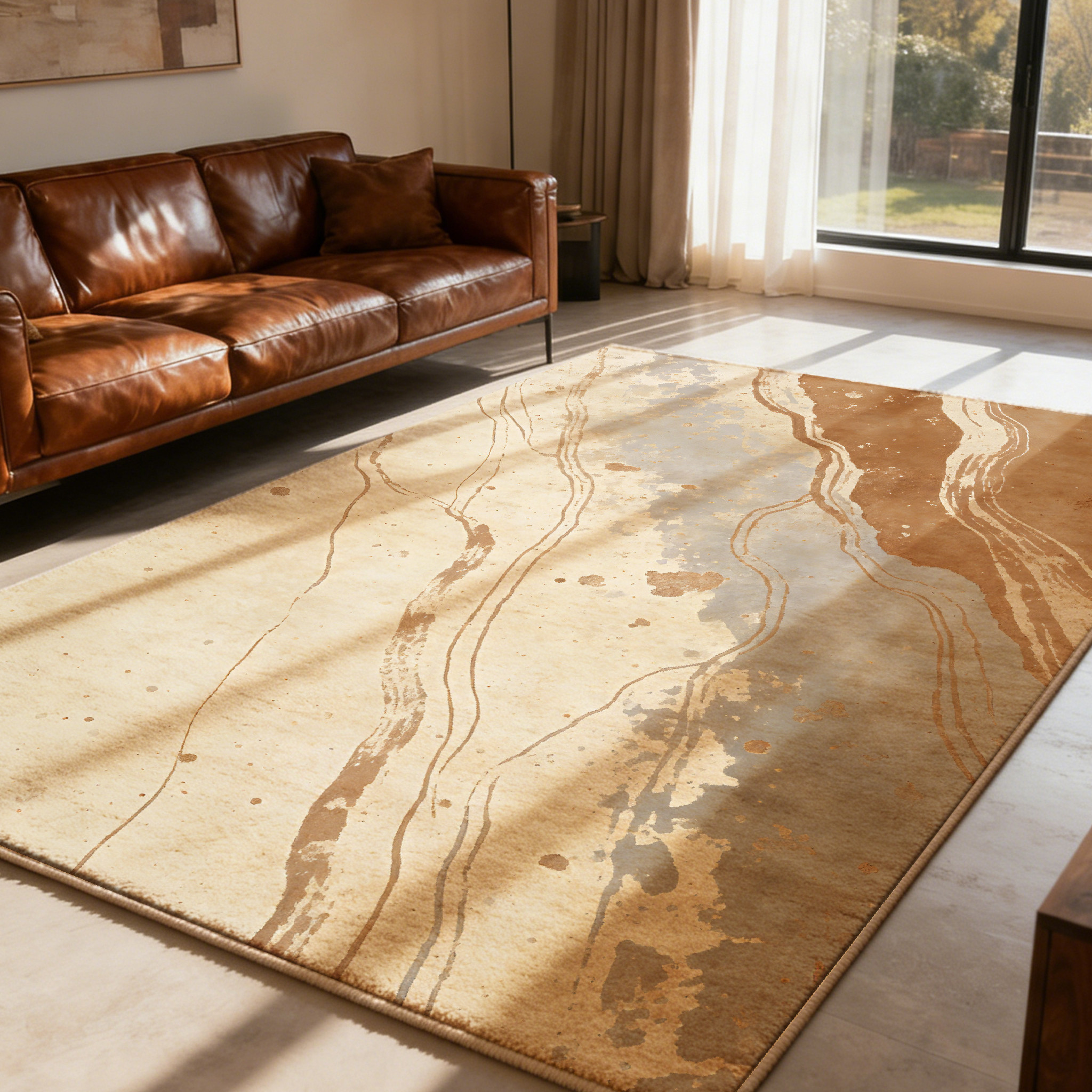 新款中古风客厅地毯仿羊绒侘寂风抽象防滑茶几毯轻奢高级感地垫,淘宝优惠券,粉丝福利购,淘宝优惠卷