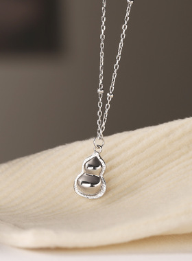 s925纯银光面葫芦项链女简约小众新中式福禄设计百搭个性锁骨链