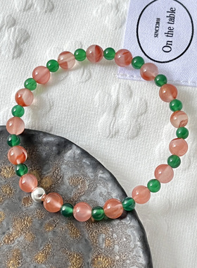 s925纯银天然南红玛瑙圆珠手链女简约新中式设计百搭串珠手串手饰