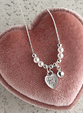 新款S925纯银爱心施华洛珠项链女简约优雅甜美气质桃心形锁骨链