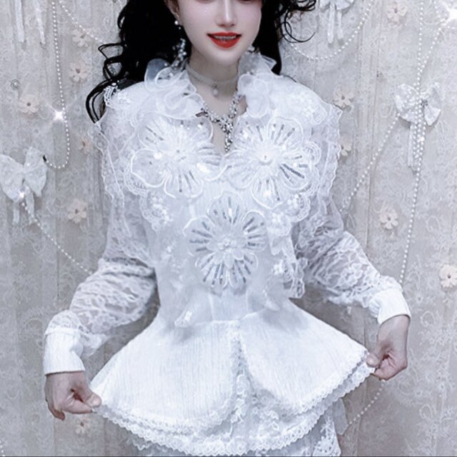 ເສື້ອ lace lace ຄົນອັບເດດ: ຄື້ນຂະຫນາດໃຫຍ່ beaded sequin ສໍາລັບແມ່ຍິງ