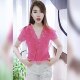 ເສື້ອຢືດ ruffle lace ແບບຈີນ ໃໝ່ ມີດອກໄມ້ສາມມິຕິແລະເພັດ