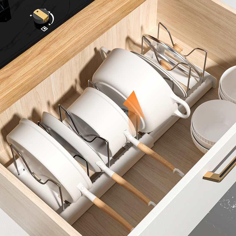 厨房置物架可伸缩橱柜内分层收纳神器家用碗碟架台面沥水锅盖架子 - 图3