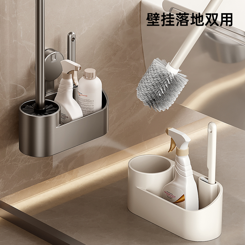 2025新款吸盘马桶刷无死角家用壁挂式厕所专用刷马桶卫生间置物架 - 图1