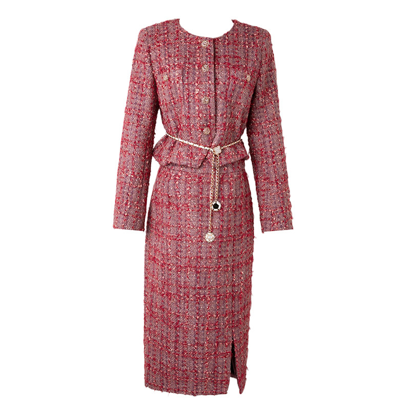 菲梦伊含羊毛小香风套装女冬季优雅风名媛千金感格子毛呢外套半裙,淘宝优惠券,粉丝福利购,淘宝优惠卷