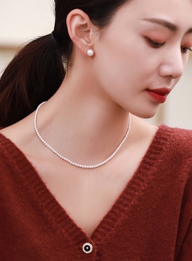 诸暨天然淡水小珍珠项链女百搭小众设计高级感锁骨链正圆颈链