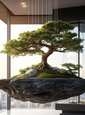 创意悬挂垂吊假山石景观