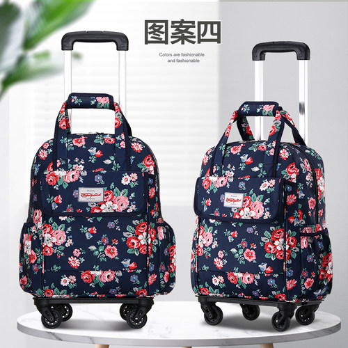 迷你可拉可提可折叠拉杆包印花防水万向轮购物袋短途旅行袋拉杆箱 - 图2