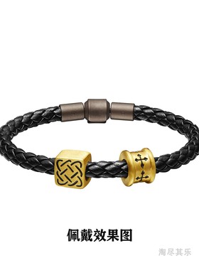 周家5mm真皮XL串珠配绳不锈钢