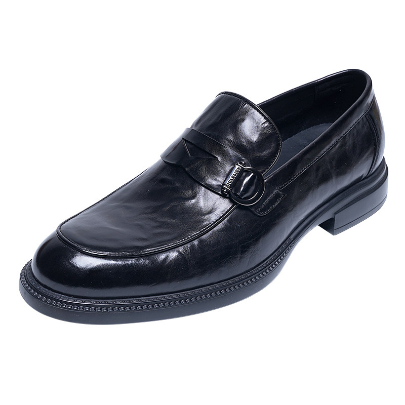 Goldlion hand-scratch pattern business casual leather shoes for men