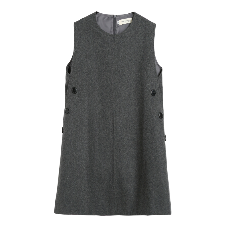 高级感背心裙女秋冬季新款气质高端宽松毛呢马甲裙春无袖连衣裙子 - 图3