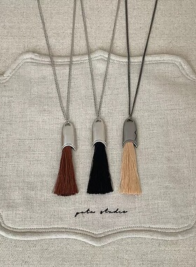 毛刷流苏吊坠长款项链女韩国气质时尚百搭挂脖配饰