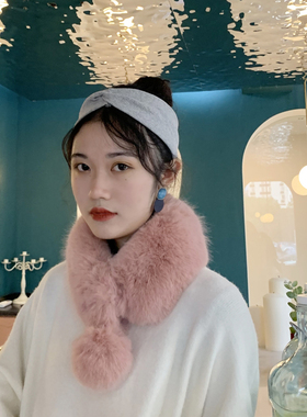 秋冬季韩版仿皮草毛毛绒围巾女士