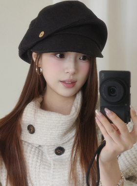 2026年冬季纽扣褶皱贝雷帽子女
