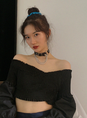 朋克黑色女ins性感带潮脖颈项链