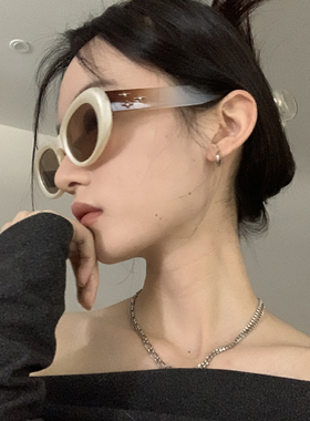 椭圆韩版女太阳镜遮阳