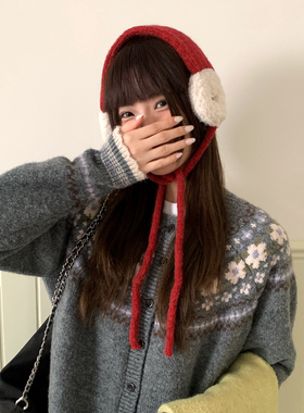 秋冬季含羊毛加厚毛绒耳罩女