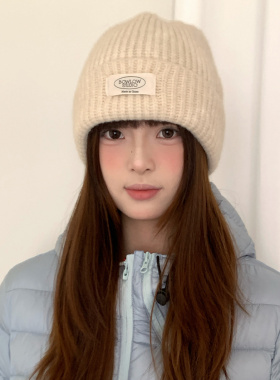 韩版简约灰色针织帽子女款冬季