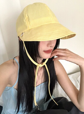 日系甜美条纹遮阳渔夫帽女
