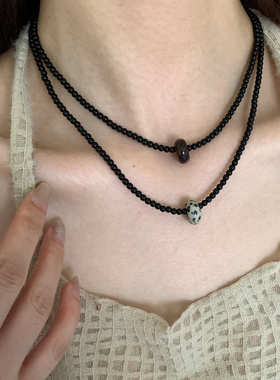 高级设计感天然石轻奢吊坠项链女