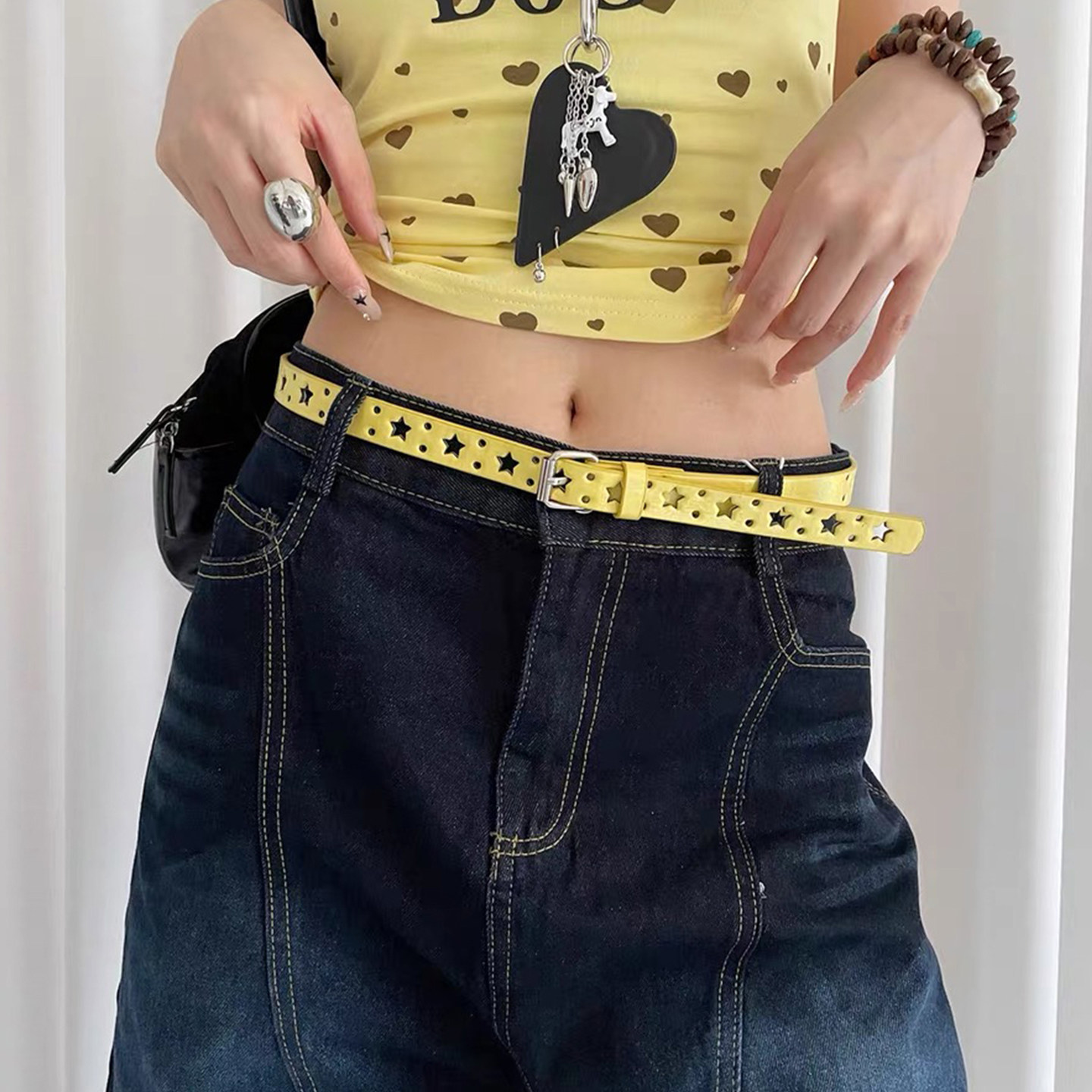 美式y2k千禧风黄色腰带女夏季多巴胺设计感皮带配裙子牛仔裤带潮,淘宝优惠券,粉丝福利购,淘宝优惠卷