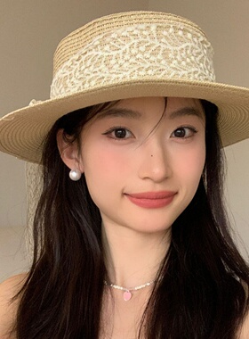 蝴蝶结系带女夏季防晒草帽显脸小