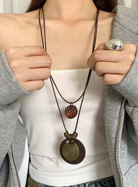 复古新中式禅意长款吊坠项链女