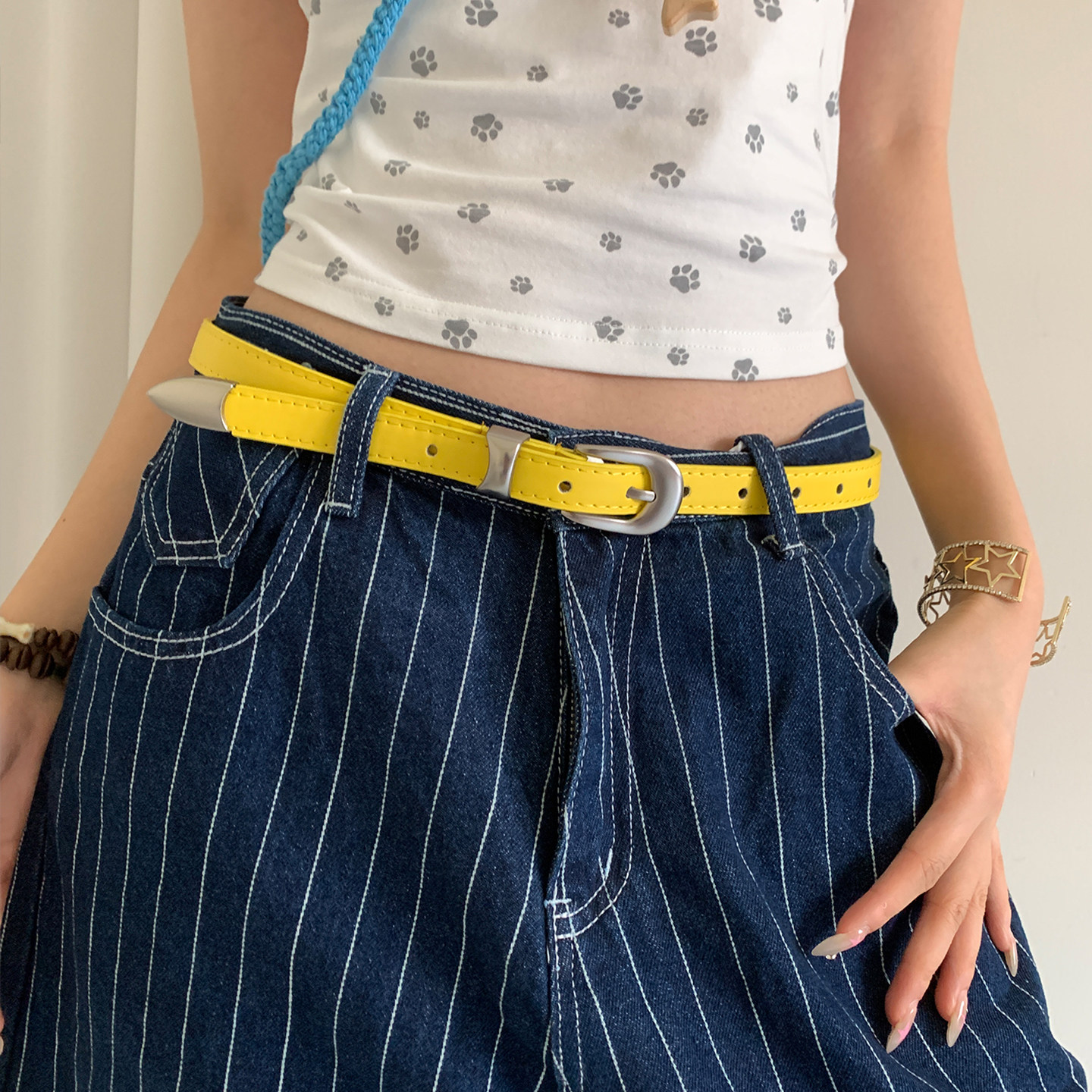 美式y2k千禧风黄色腰带女夏季多巴胺设计感皮带配裙子牛仔裤带潮,淘宝优惠券,粉丝福利购,淘宝优惠卷