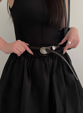 女二层牛皮复古细腰带