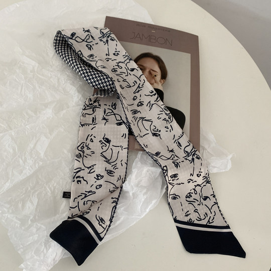 丝巾发带女绑发飘带领巾扎头发丝带复古法式高级感头巾夏季头巾