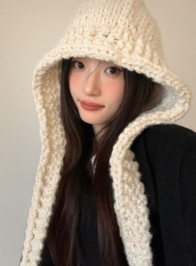 手工秋冬大头围毛线帽保暖百搭女