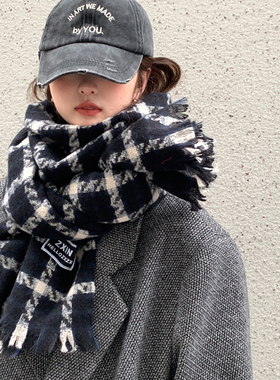 unclecm格子女围巾保暖