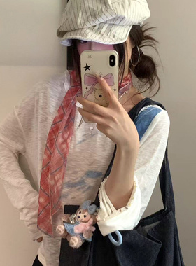 韩系高级感长款波点丝巾女